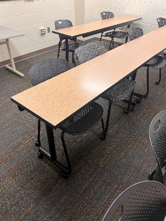 14 - T-LEG TABLES WITH ROLLING WHEELS