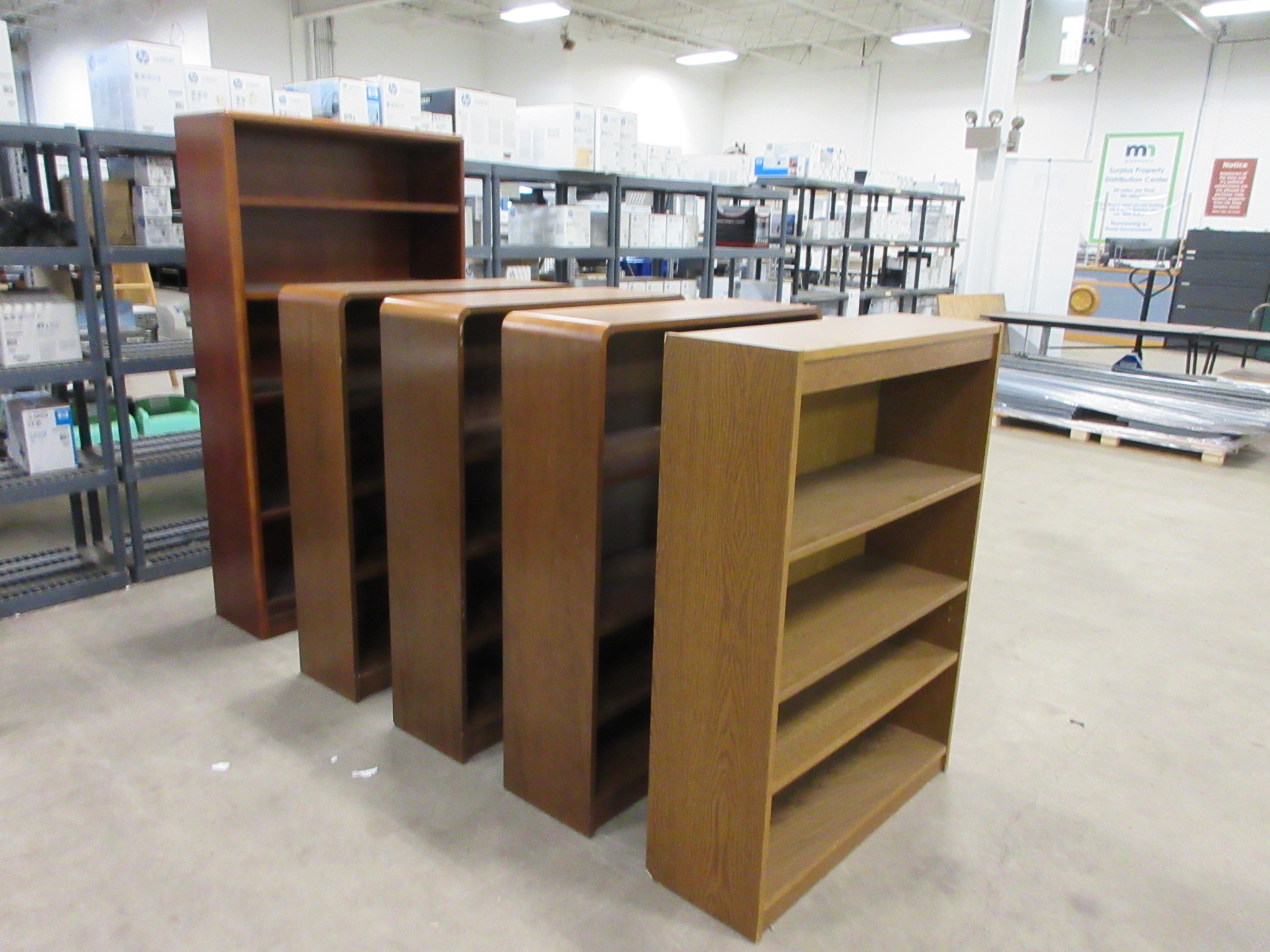 5 WOOD BOOKCASES